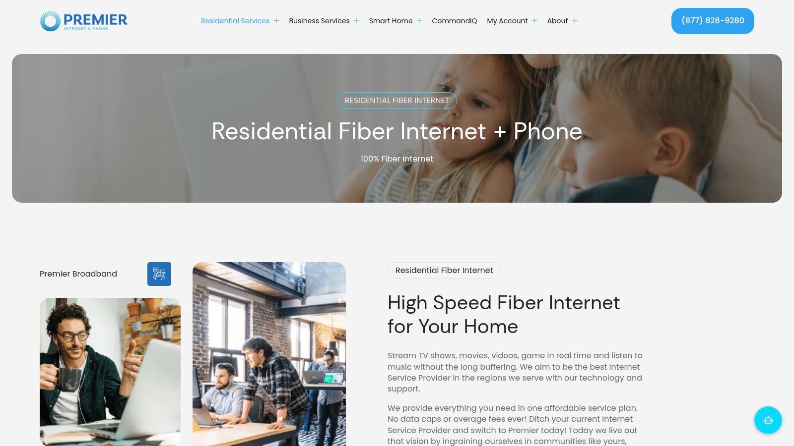 Screenshot from https://premierbroadband.com/residential-fiber-internet/