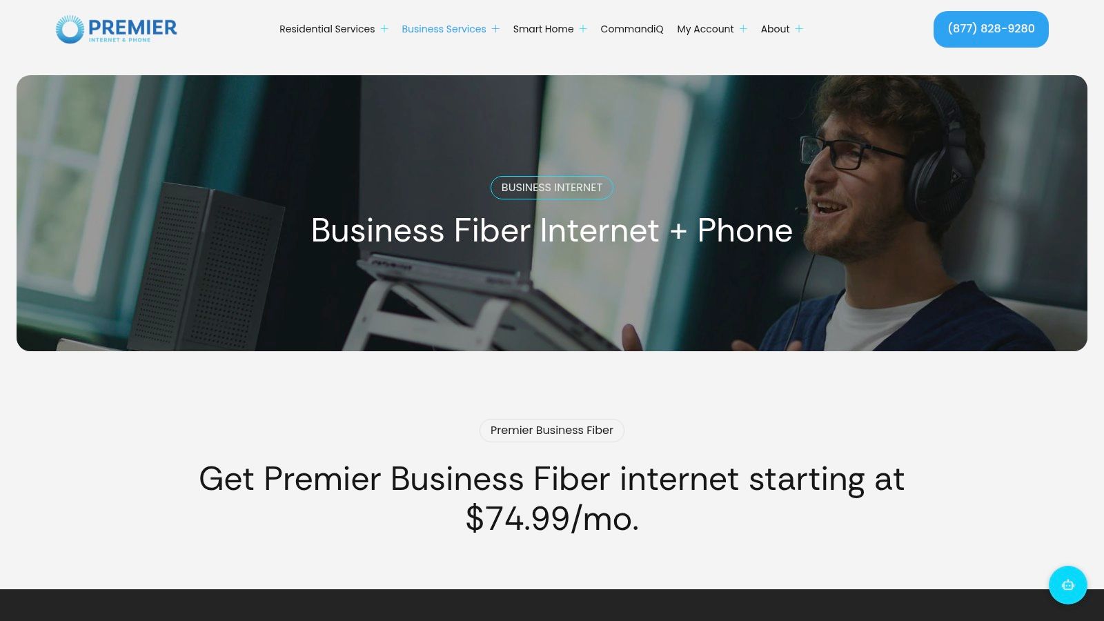 Screenshot from https://premierbroadband.com/business-internet/