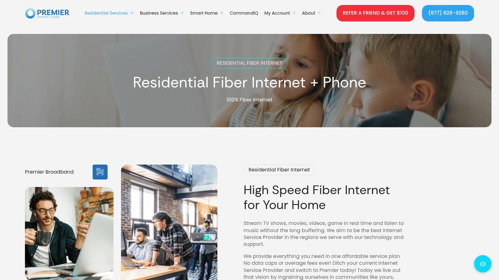 Screenshot from https://premierbroadband.com/residential-fiber-internet/