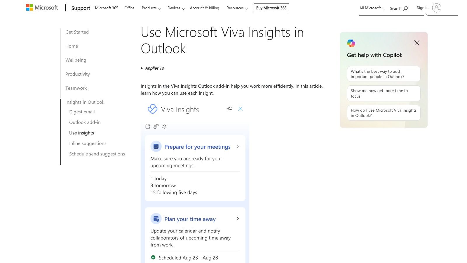 Microsoft Viva Insights for Outlook